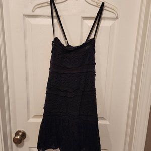 Free People Black Ruffle Lace Mini Dress